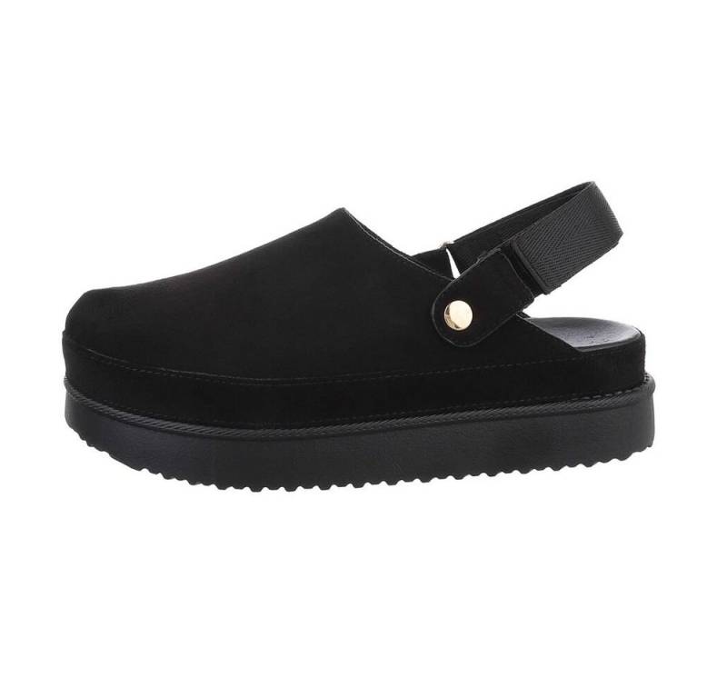 Ital-Design Komfortable Freizeit-Schuhe im modernen Design Plateausandaletten (85867689) Flach Pantoletten in Schwarz von Ital-Design
