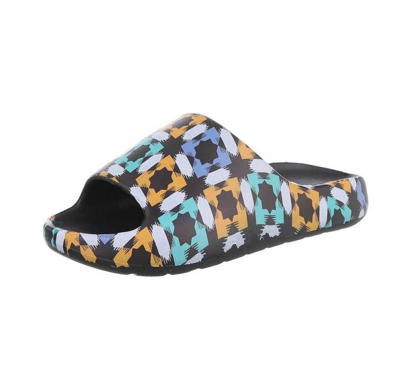 Ital-Design Damen Mules Strand Pantolette (86192705) Flach Pantoletten in Schwarz von Ital-Design