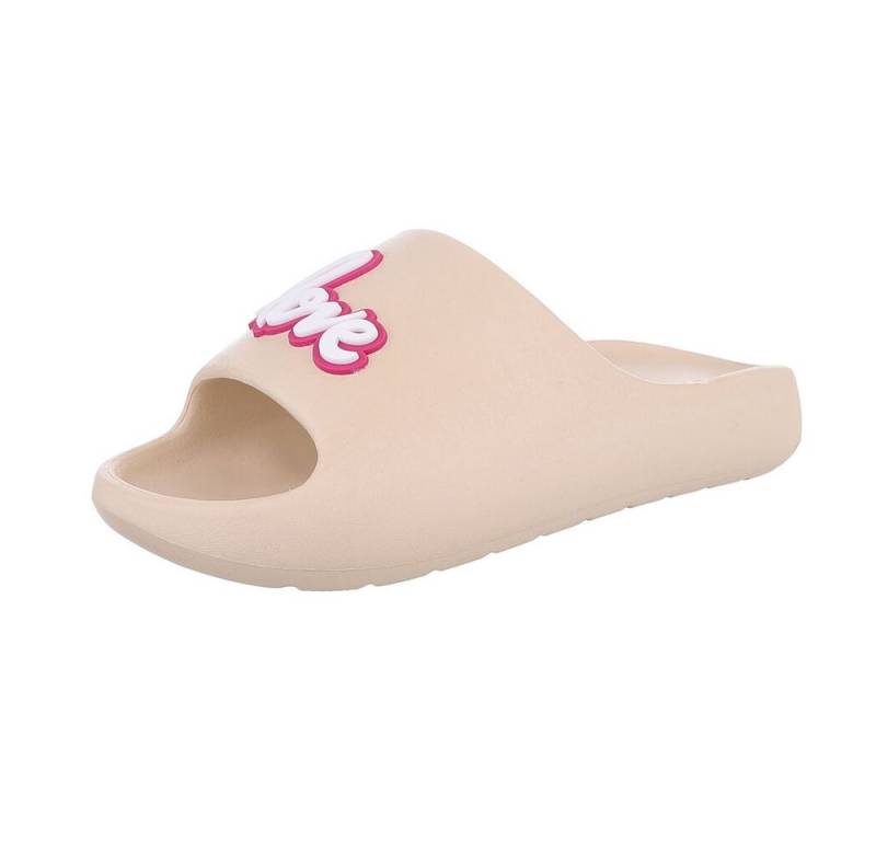 Ital-Design Damen Mules Strand Plateausandaletten (86192720) Flach Pantoletten in Beige von Ital-Design