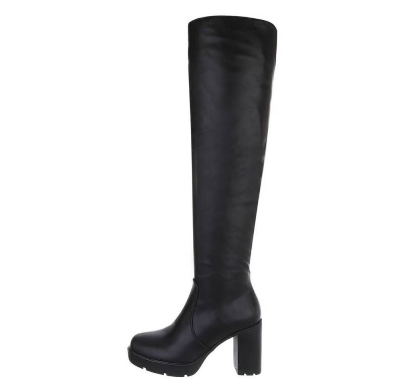 Ital-Design Damen Party & Clubwear Overkneestiefel (85080856) Blockabsatz High-Heel Stiefel in Schwarz von Ital-Design
