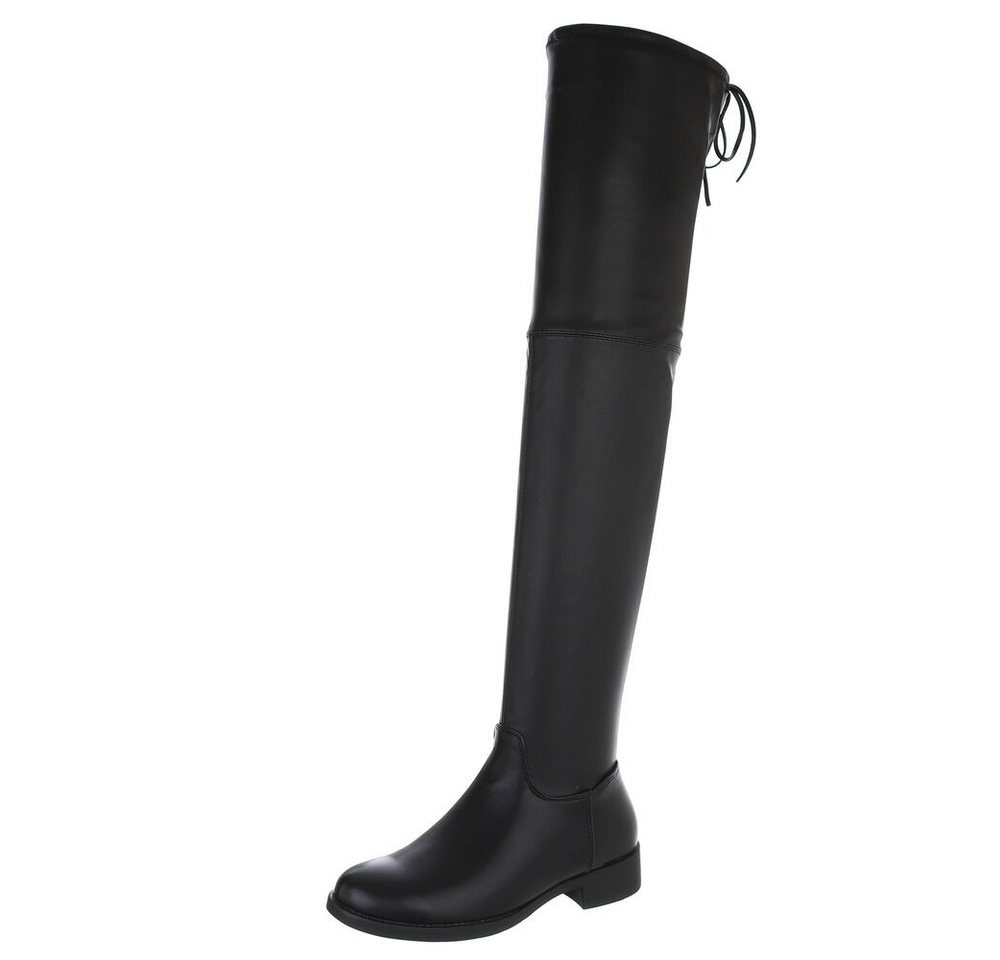 Ital-Design Damen Party & Clubwear Stiefel (88577350) Blockabsatz Overknees in Schwarz von Ital-Design