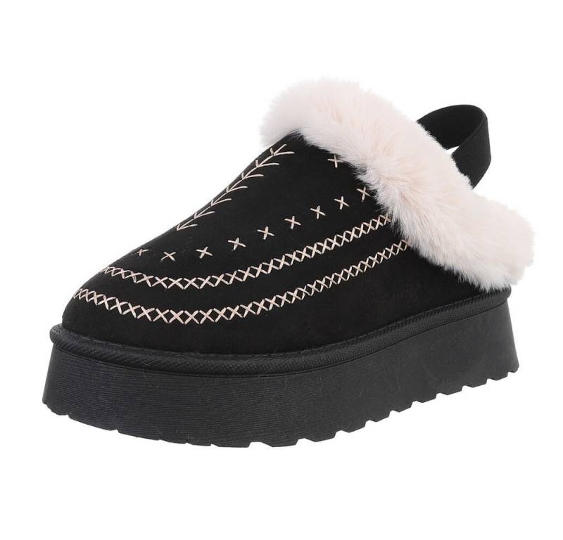Ital-Design Damen Plüsch Slip-On Schuhe für Alltag und Freizeit Snowboots (90457933) Flach Stiefeletten in Schwarz von Ital-Design