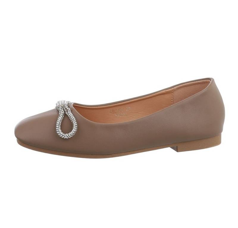 Ital-Design Damen Schlupfschuhe Elegant Ballerina (81137537) Blockabsatz Klassische Ballerinas in Hellbraun von Ital-Design