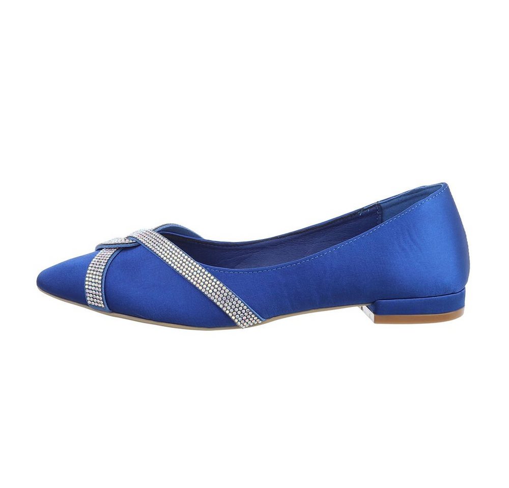 Ital-Design Damen Schlupfschuhe Freizeit Ballerina (82095490) Blockabsatz Klassische Ballerinas in Blau von Ital-Design