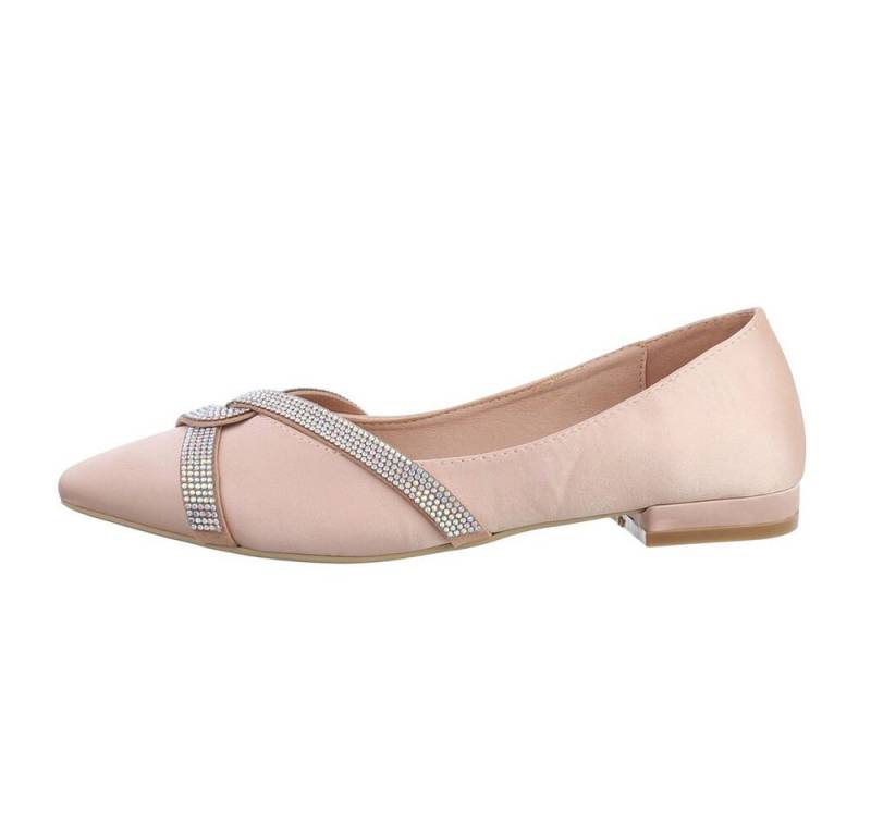 Ital-Design Damen Schlupfschuhe Freizeit Ballerina (82095501) Blockabsatz Klassische Ballerinas in Beige von Ital-Design