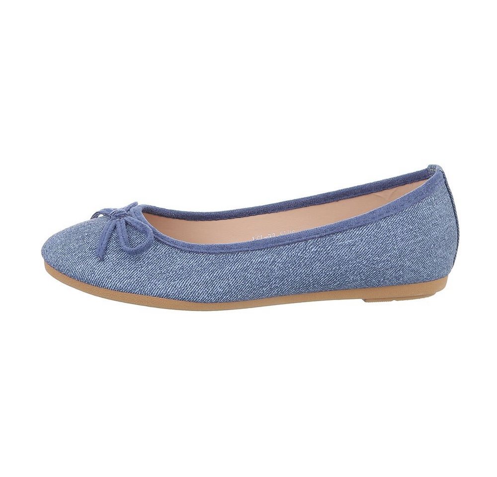 Ital-Design Damen Schlupfschuhe Freizeit Ballerina Blockabsatz Klassische Ballerinas in Blau von Ital-Design