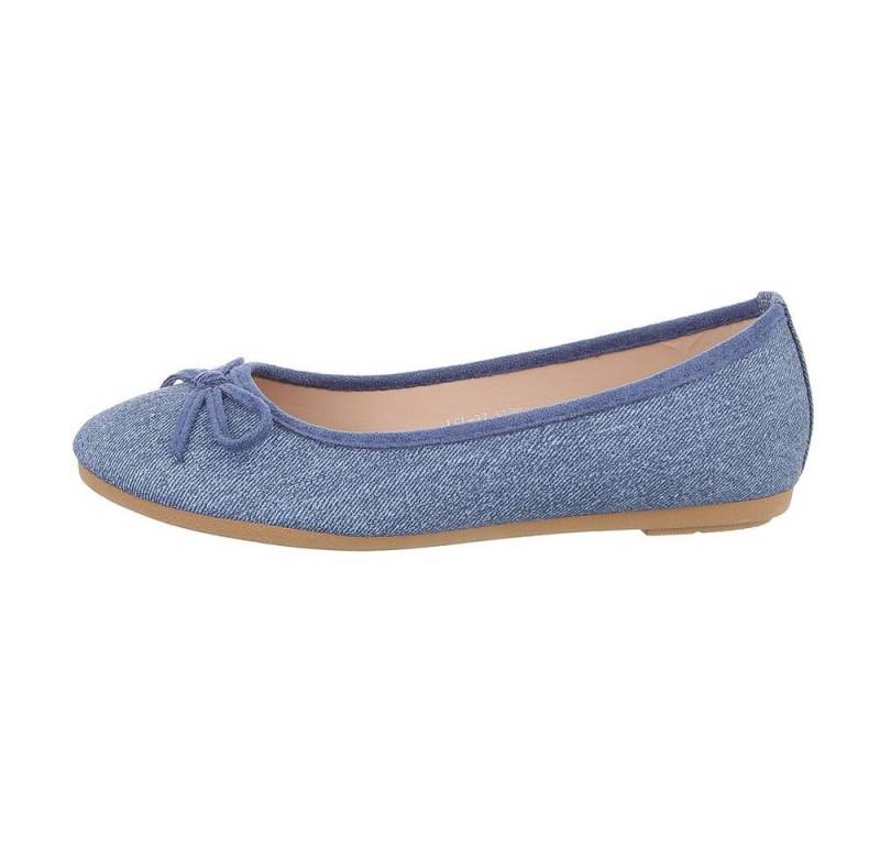 Ital-Design Damen Schlupfschuhe Freizeit Ballerina Blockabsatz Klassische Ballerinas in Blau von Ital-Design