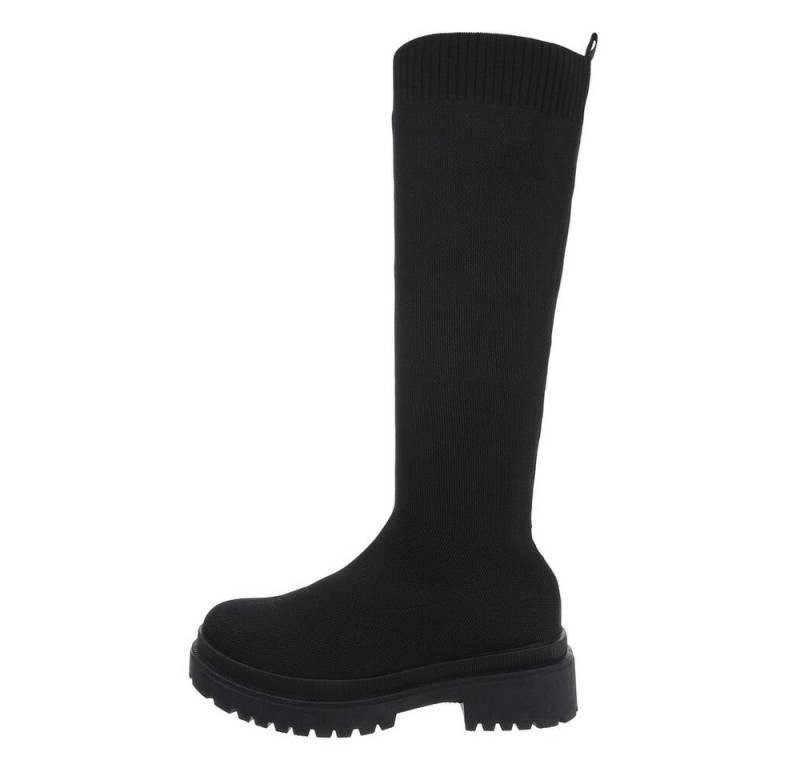 Ital-Design Damen Schlupfschuhe Freizeit Plateaustiefel (80951058) Blockabsatz Plateaustiefel in Schwarz von Ital-Design