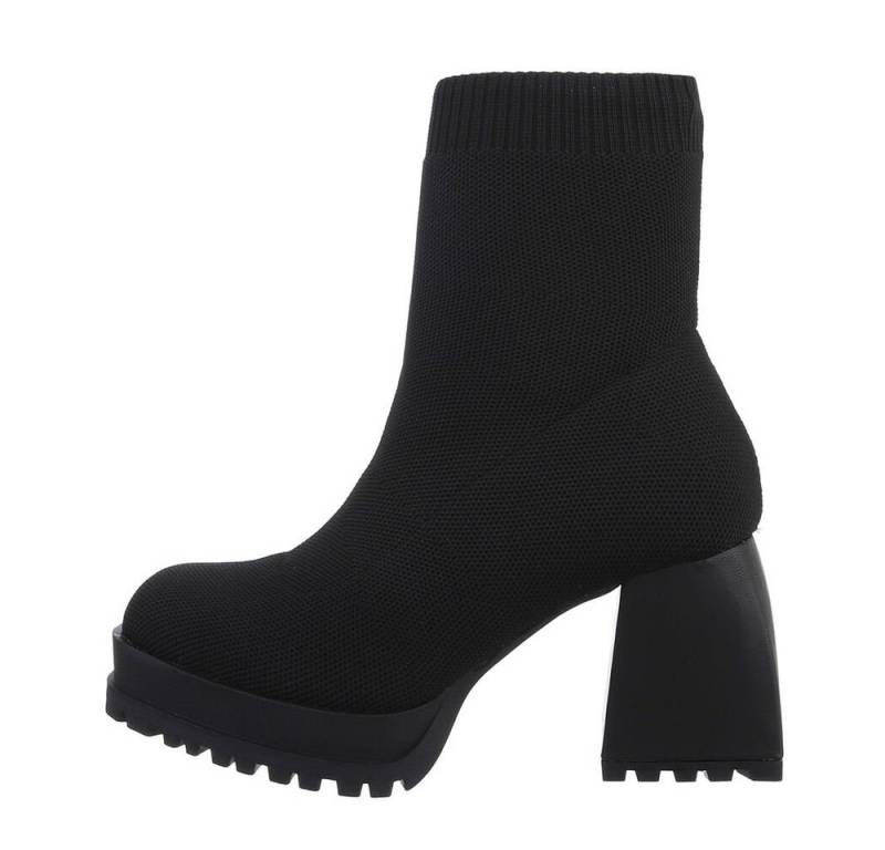 Ital-Design Damen Schlupfschuhe Freizeit Plateaustiefelette (81809630) Blockabsatz High-Heel Stiefeletten in Schwarz von Ital-Design