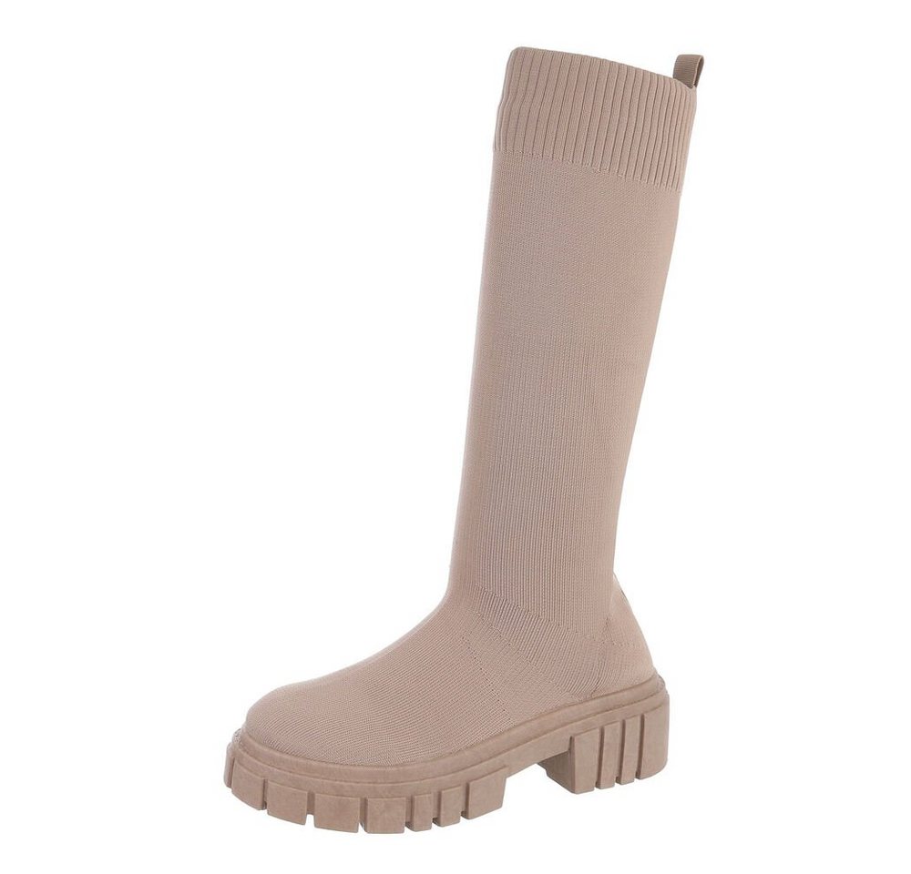 Ital-Design Damen Schlupfschuhe Freizeit Stiefel Blockabsatz Plateaustiefel in Hellbraun Ital-Design Damen Schlupfschuhe Freizeit Stiefel Blockabsatz Plateaustiefel in Hellbraun von Ital-Design
