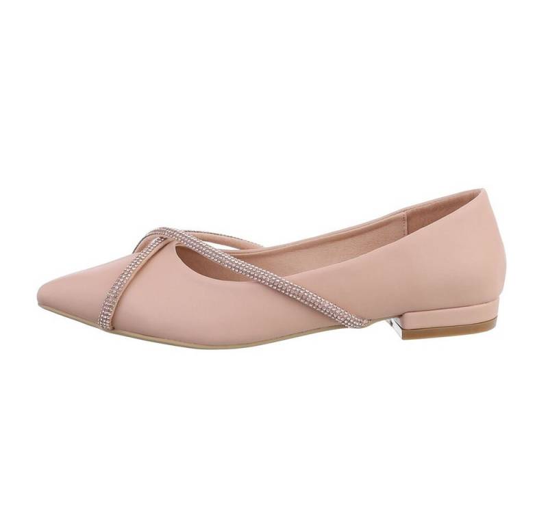 Ital-Design Damen Schlupfschuhe Party & Clubwear Ballerina Blockabsatz Klassische Ballerinas in Beige von Ital-Design