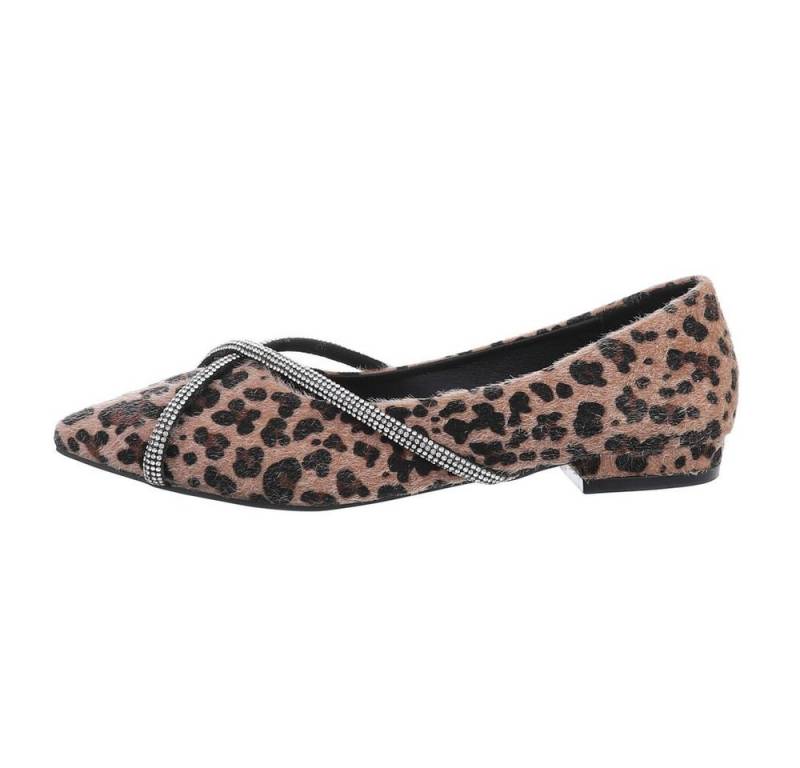 Ital-Design Damen Schlupfschuhe Party & Clubwear Ballerina Blockabsatz Klassische Ballerinas in Leo von Ital-Design