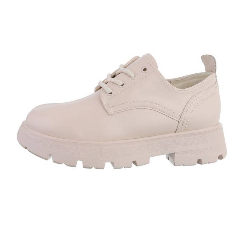 Ital-Design Damen Schnürschuhe Freizeit Schnürschuh Blockabsatz Schnürer in Beige von Ital-Design