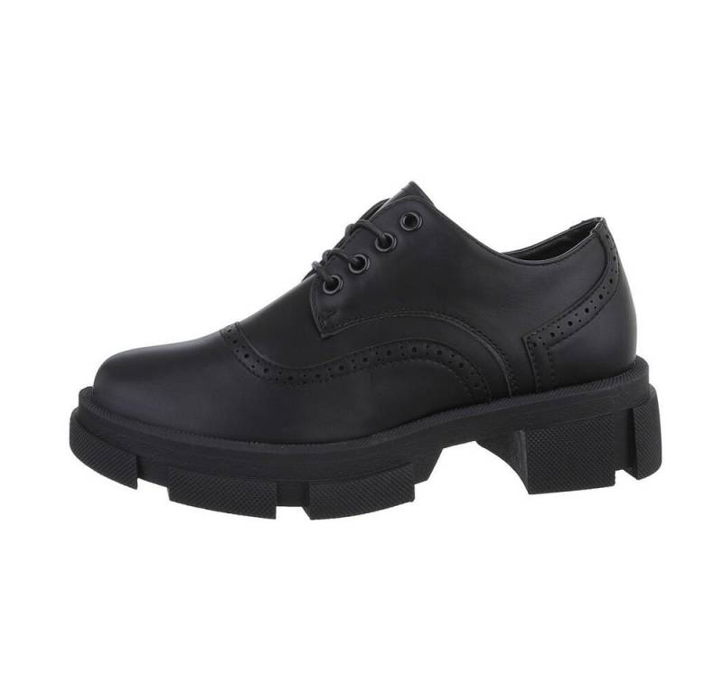 Ital-Design Damen Schnürschuhe Freizeit Schnürschuh Blockabsatz Schnürer in Schwarz von Ital-Design