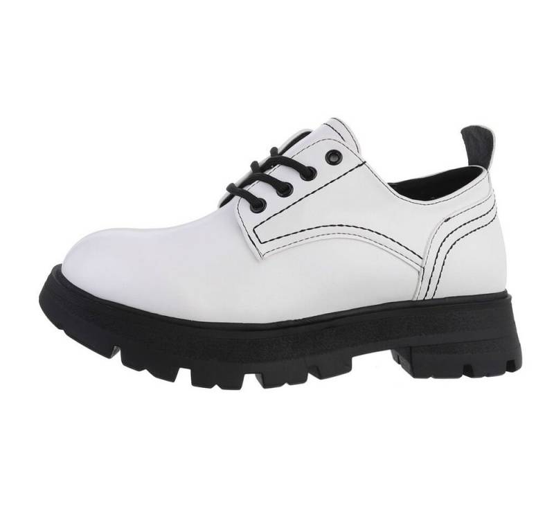 Ital-Design Damen Schnürschuhe Freizeit Schnürschuh Blockabsatz Schnürer in Weiß von Ital-Design
