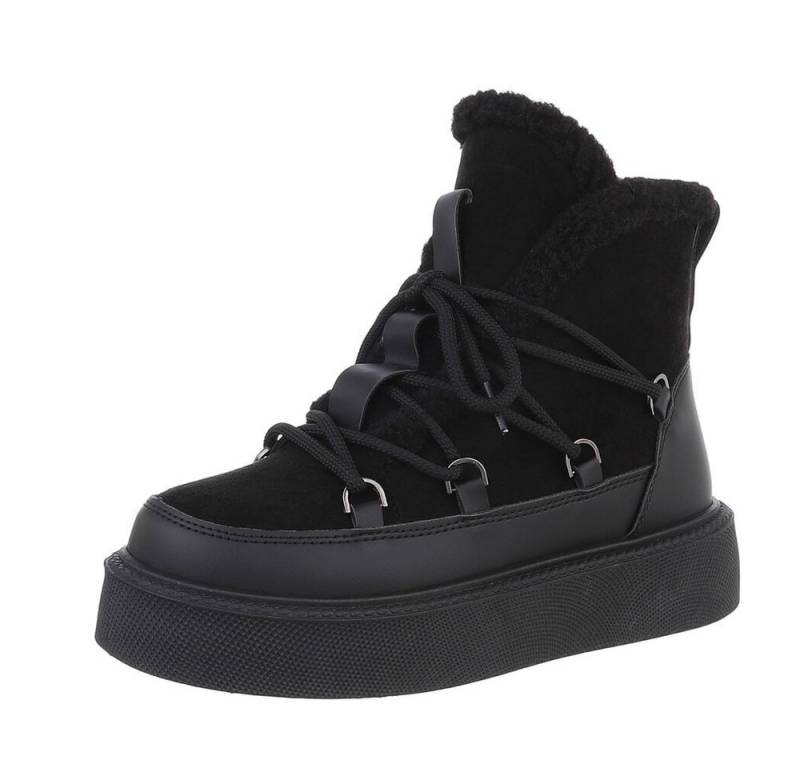 Ital-Design Damen Schnürschuhe Freizeit Snowboots (87475209) Flach Stiefeletten in Schwarz von Ital-Design