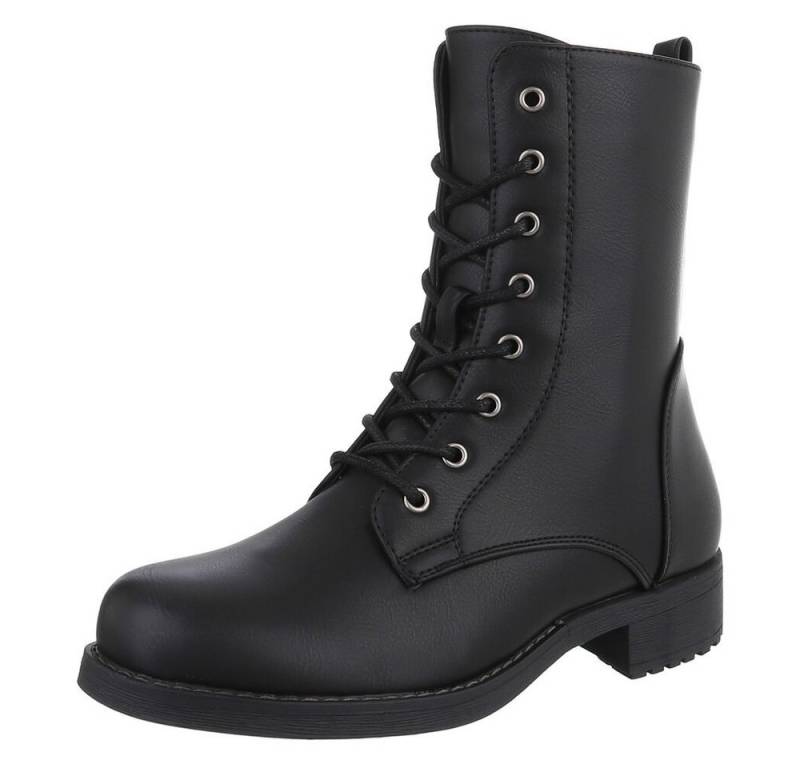 Ital-Design Damen Schnürstiefel für Alltag und Freizeit Stiefelette (90648945) Blockabsatz Schnürstiefeletten in Schwarz von Ital-Design