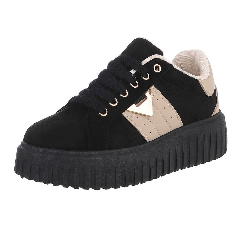 Ital-Design Damen Sneaker mit gepolsterter Innensohle und robustem Halt Sneaker (90704158) Flach Sneakers Low in Schwarz von Ital-Design