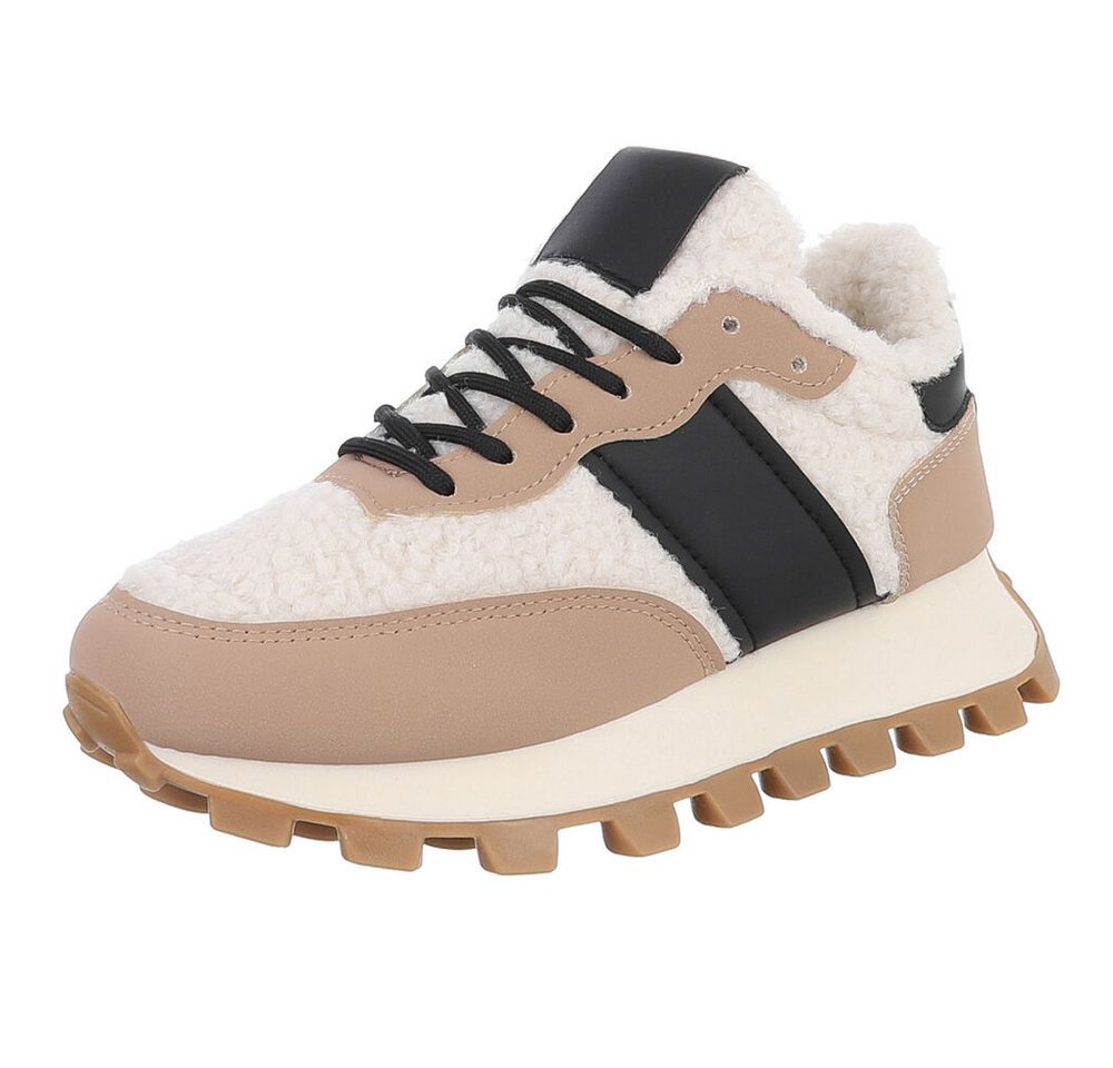 Ital-Design Damen Sneakers mit hohem Komfort für Freizeitaktivitäten Snowboots (90704245) Flach Sneakers Low in Hellbraun von Ital-Design