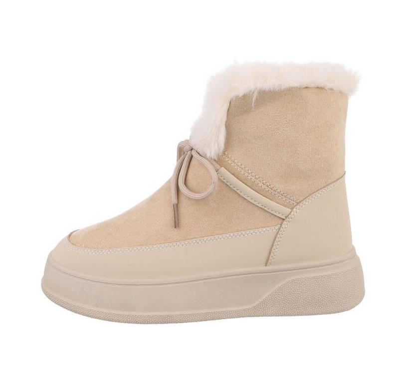 Ital-Design Damen Snowboots Freizeit Snowboots (84456416) Keilabsatz/Wedge Keilstiefeletten in Beige von Ital-Design