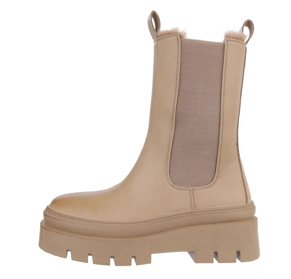 Ital-Design Damen Snowboots Freizeit Snowboots (84633765) Blockabsatz Plateaustiefeletten in Hellbraun von Ital-Design