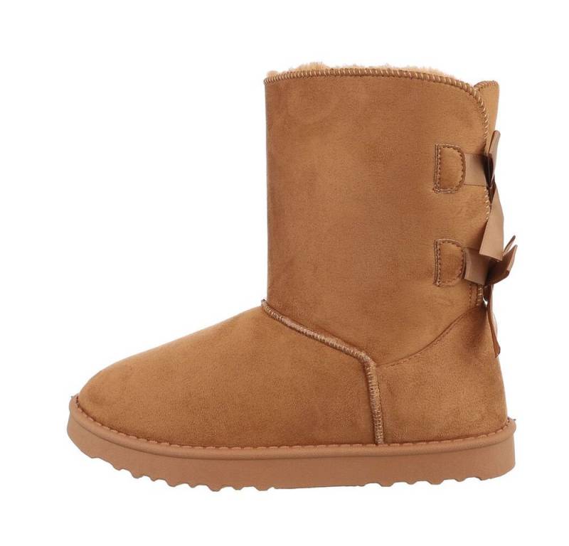 Ital-Design Damen Snowboots Freizeit Snowboots (84906888) Flach Flache Stiefeletten in Camel von Ital-Design
