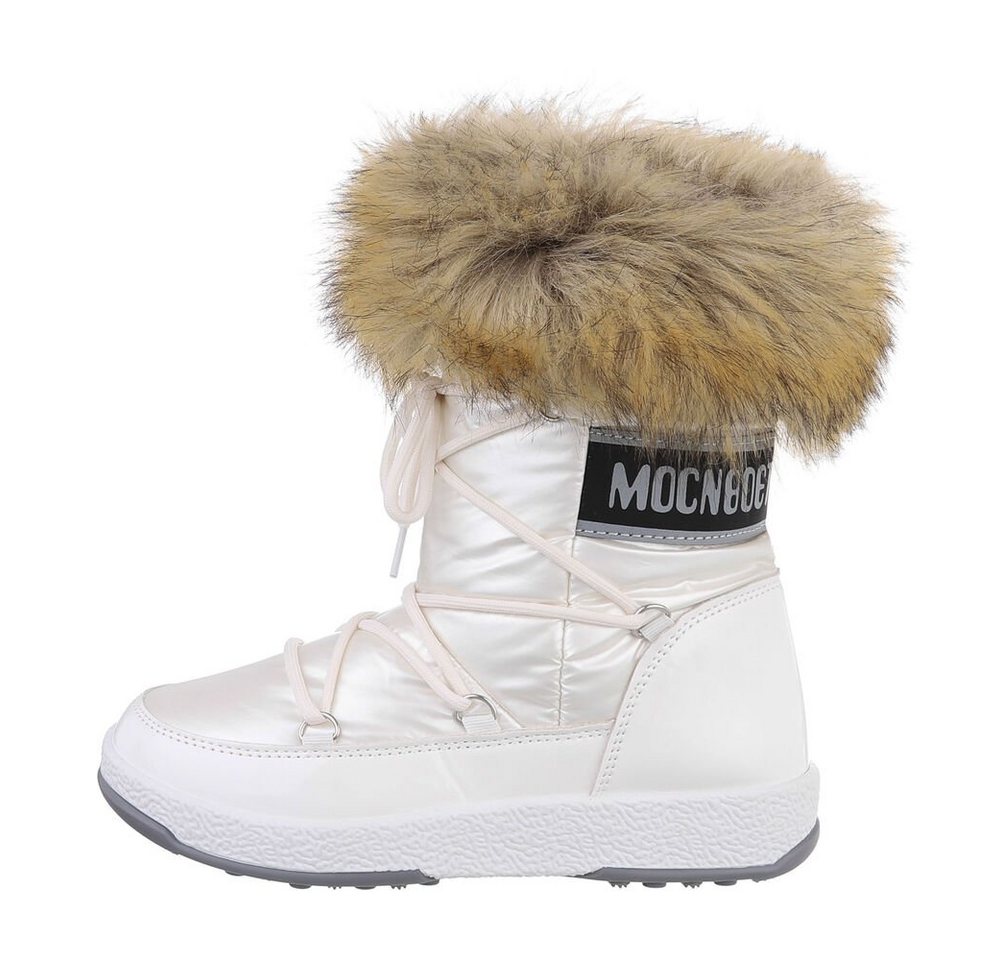 Ital-Design Damen Snowboots Freizeit Snowboots (85135757) Flach Schnürstiefeletten in Weiß von Ital-Design