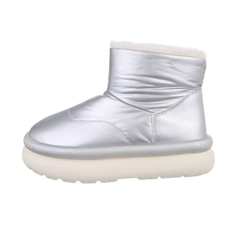 Ital-Design Damen Snowboots Freizeit Snowboots (85136676) Flach Plateaustiefeletten in Silber von Ital-Design