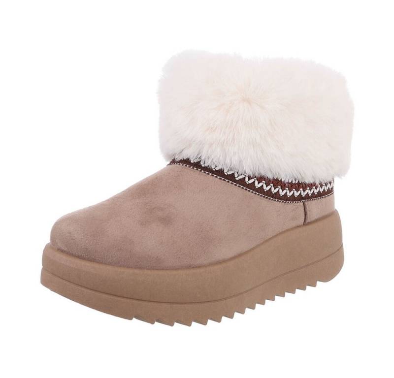 Ital-Design Damen Snowboots Freizeit Snowboots (87214350) Flach Plateaustiefeletten in Hellbraun von Ital-Design