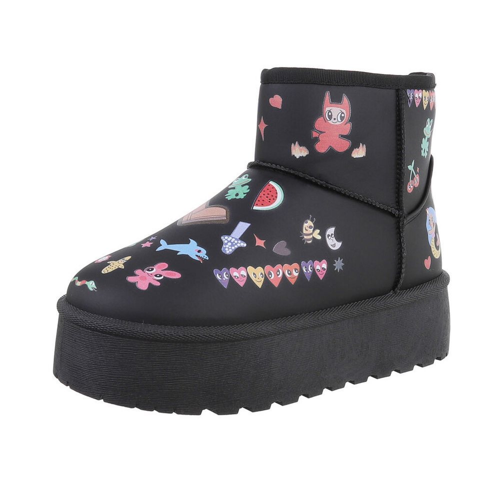 Ital-Design Damen Snowboots Freizeit Snowboots (87214431) Flach Plateaustiefeletten in Schwarz von Ital-Design