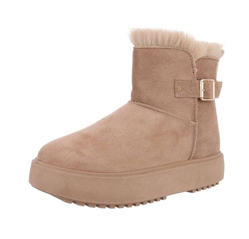 Ital-Design Damen Snowboots Freizeit Snowboots (87214446) Flach Plateaustiefeletten in Hellbraun von Ital-Design
