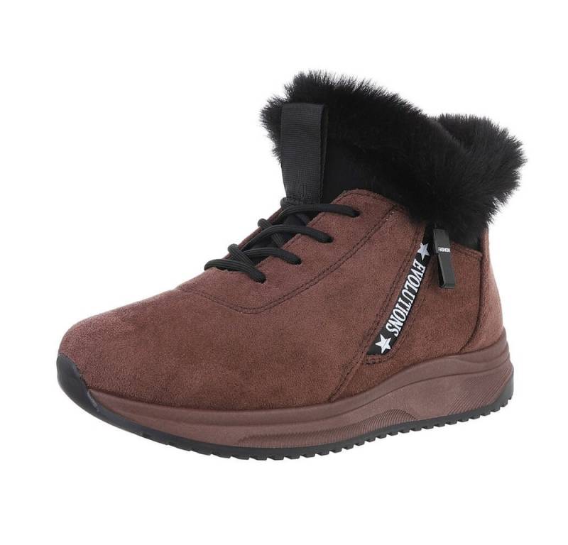 Ital-Design Damen Snowboots Freizeit Snowboots (87214534) Flach Plateaustiefeletten in Braun von Ital-Design