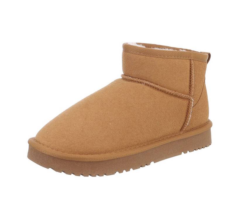 Ital-Design Damen Snowboots Freizeit Snowboots (87283905) Flach Flache Stiefeletten in Camel von Ital-Design