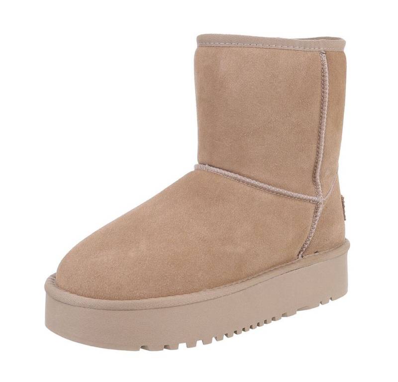 Ital-Design Damen Snowboots Freizeit Snowboots (87283932) Flach Plateaustiefeletten in Hellbraun von Ital-Design