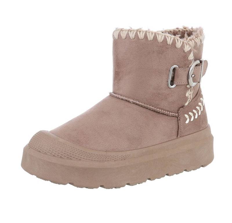 Ital-Design Damen Snowboots Freizeit Snowboots (87417633) Flach Stiefeletten in Hellbraun von Ital-Design