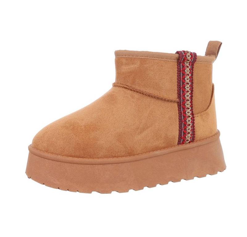 Ital-Design Damen Snowboots Freizeit Snowboots (87417872) Flach Stiefeletten in Camel von Ital-Design
