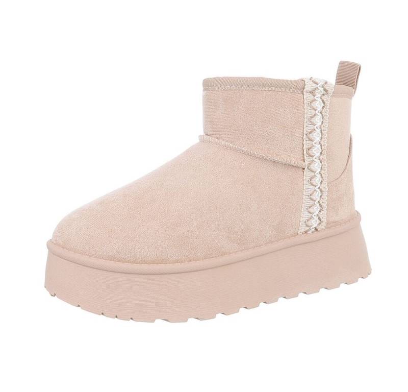 Ital-Design Damen Snowboots Freizeit Snowboots (87417883) Flach Stiefeletten in Beige von Ital-Design