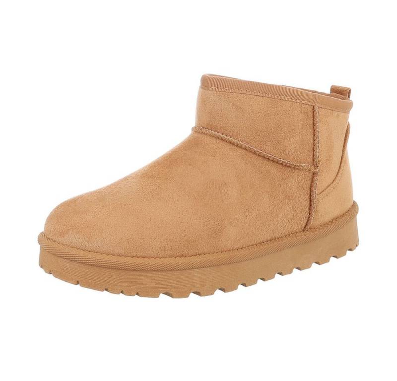 Ital-Design Damen Snowboots Freizeit Snowboots (87451971) Flach Plateaustiefeletten in Camel von Ital-Design