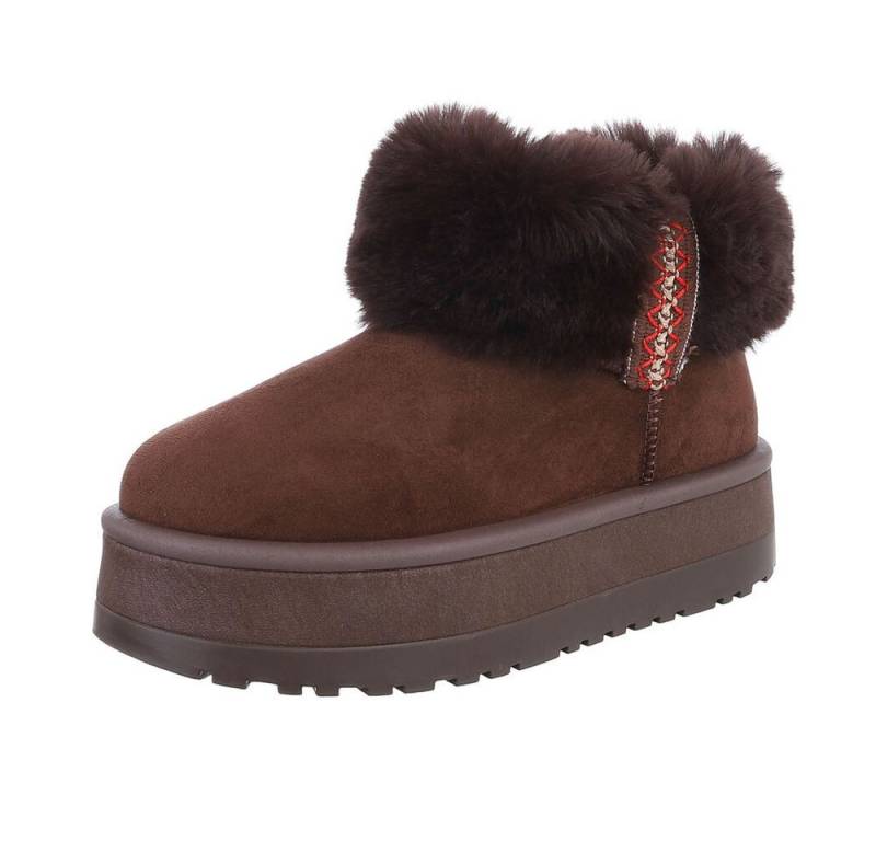 Ital-Design Damen Snowboots Freizeit Snowboots (87451998) Flach Stiefeletten in Braun von Ital-Design