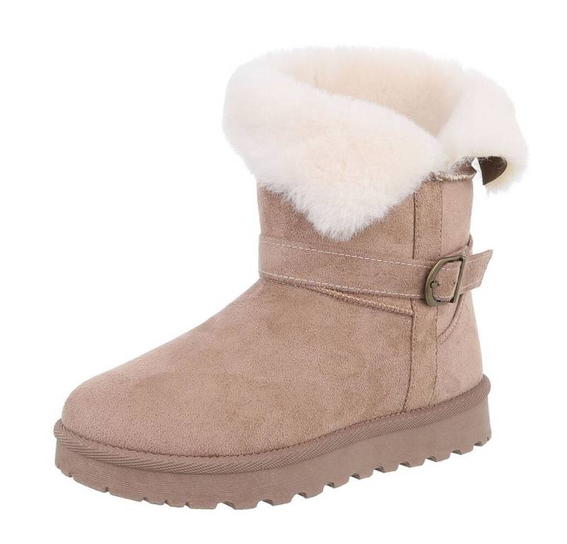 Ital-Design Damen Snowboots Freizeit Snowboots (87452015) Flach Plateaustiefeletten in Hellbraun von Ital-Design