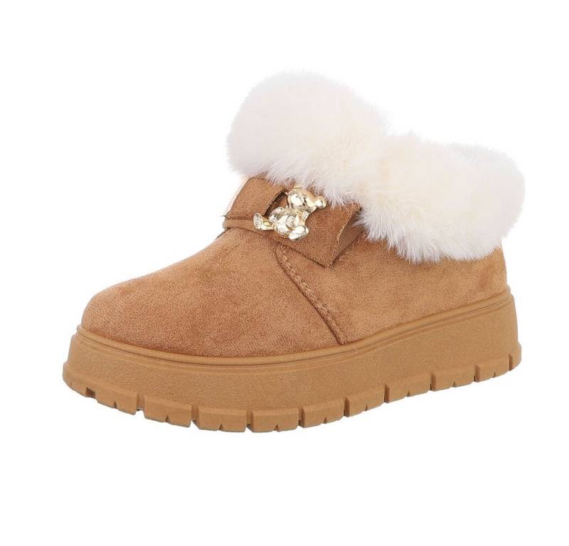 Ital-Design Damen Snowboots Freizeit Snowboots (87475143) Flach Stiefeletten in Camel von Ital-Design