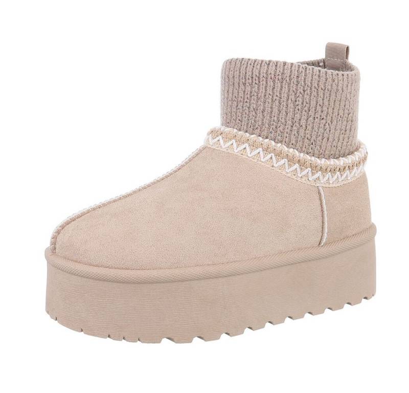 Ital-Design Damen Snowboots Freizeit Snowboots (87475174) Flach Stiefeletten in Beige von Ital-Design