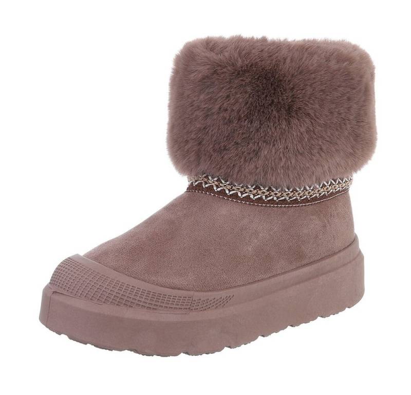Ital-Design Damen Snowboots Freizeit Snowboots (87531740) Flach Stiefeletten in Hellbraun von Ital-Design