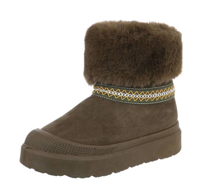 Ital-Design Damen Snowboots Freizeit Snowboots (87531749) Flach Stiefeletten in Olive von Ital-Design