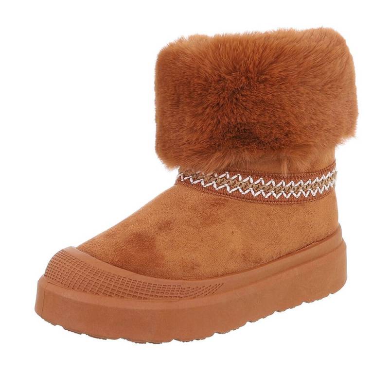 Ital-Design Damen Snowboots Freizeit Snowboots (87531756) Flach Stiefeletten in Camel von Ital-Design