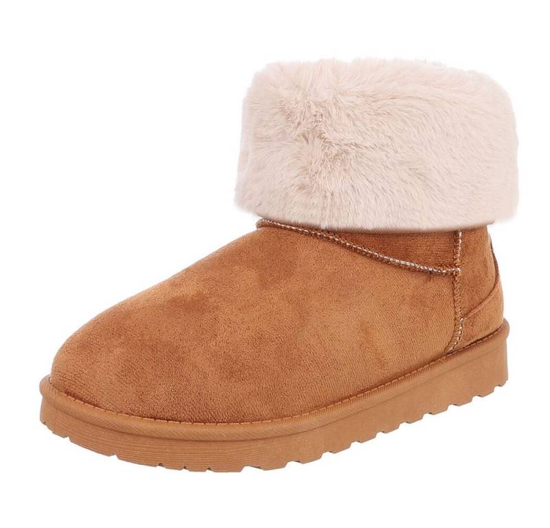 Ital-Design Damen Snowboots Freizeit Snowboots (88460409) Flach Flache Stiefeletten in Camel von Ital-Design