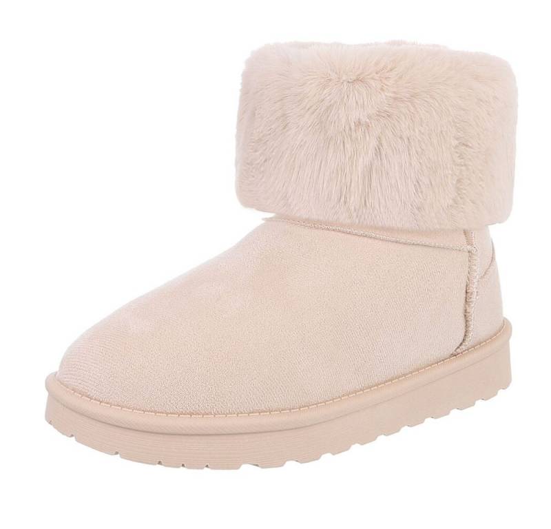 Ital-Design Damen Snowboots Freizeit Snowboots (88460419) Flach Flache Stiefeletten in Beige von Ital-Design