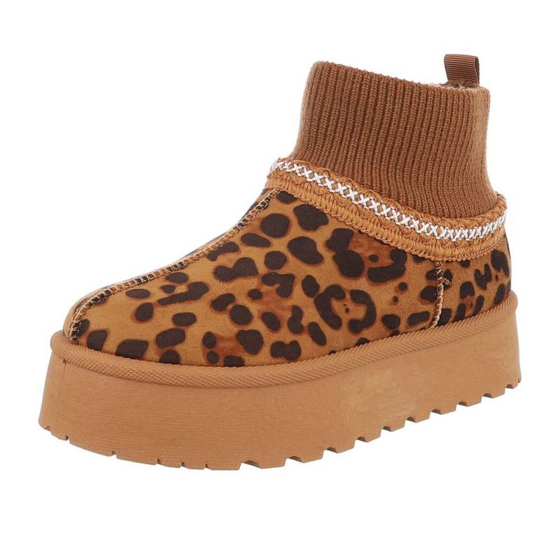 Ital-Design Damen Snowboots Freizeit Snowboots (88519221) Flach Stiefeletten in Braun von Ital-Design