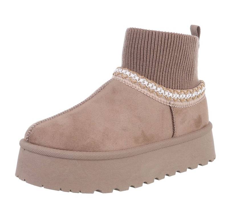 Ital-Design Damen Snowboots Freizeit Snowboots (88519228) Flach Stiefeletten in Hellbraun von Ital-Design