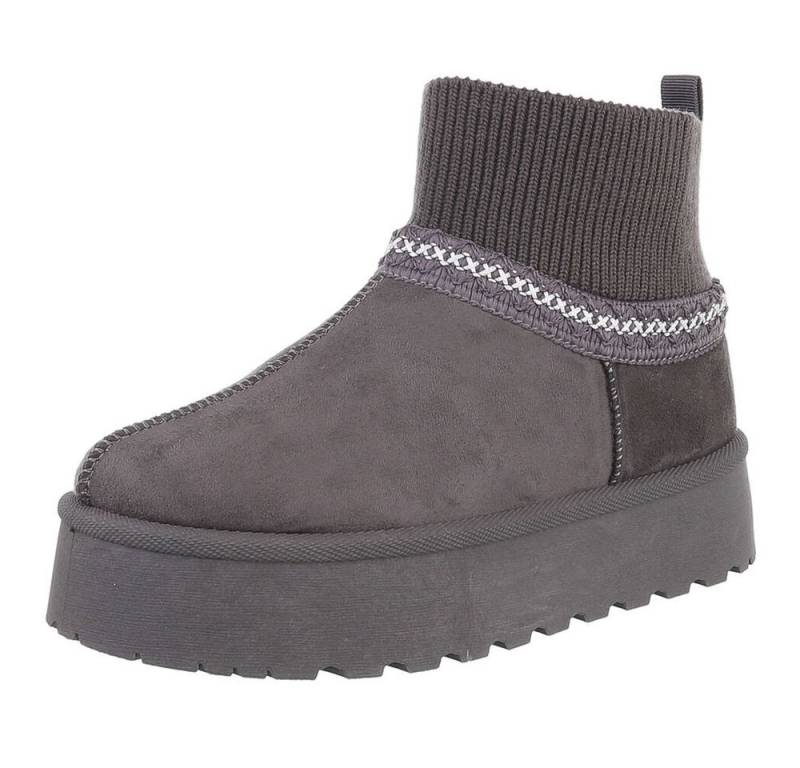 Ital-Design Damen Snowboots Freizeit Snowboots (88519232) Flach Stiefeletten in Grau von Ital-Design